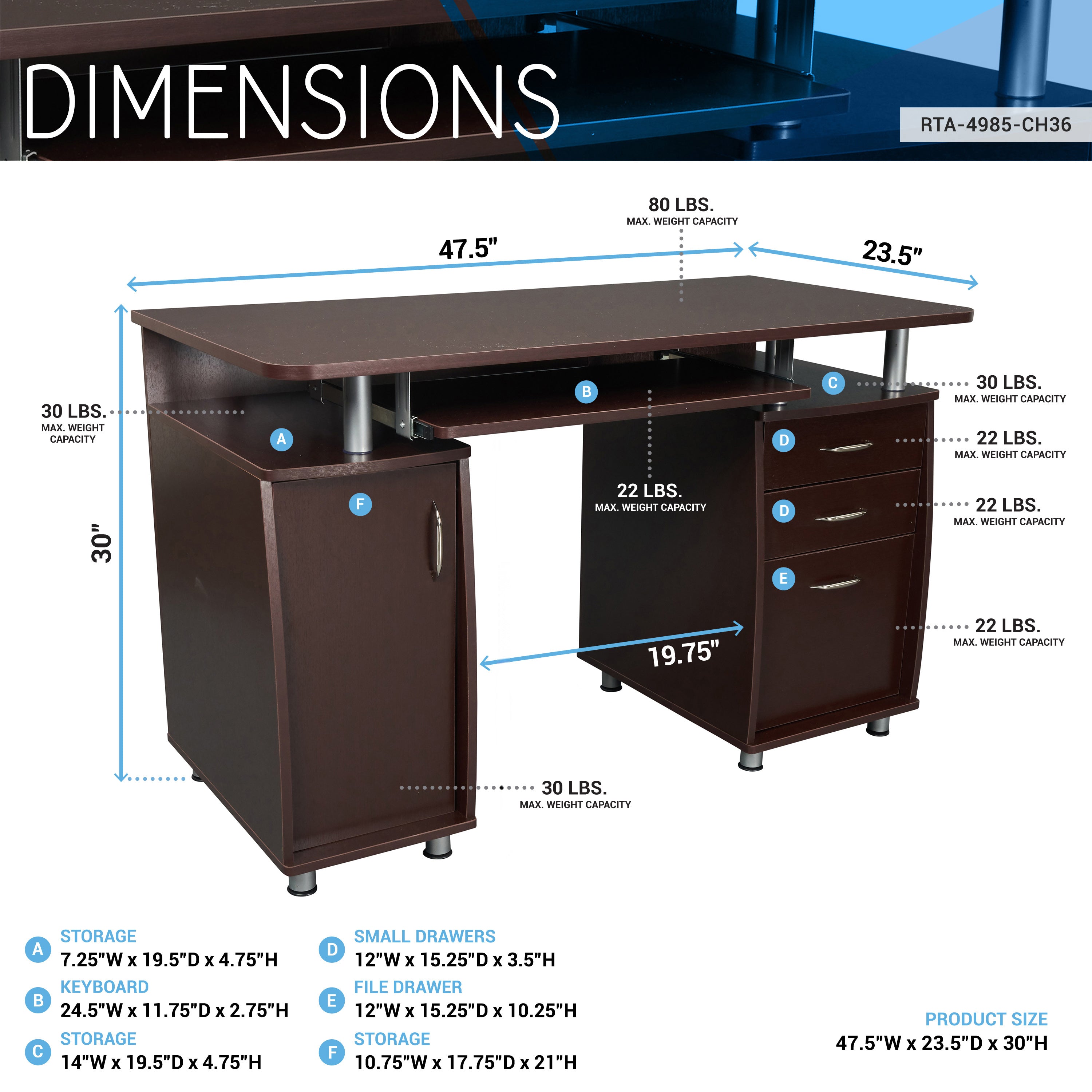 Techni Mobili | Complete Workstation Computer Desk with Storage