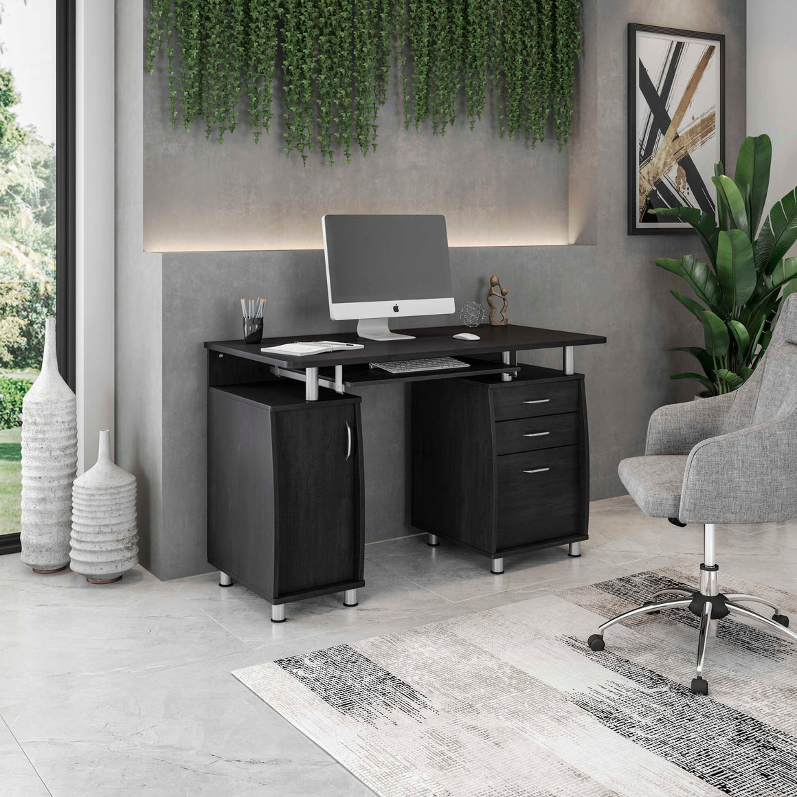 Complete Workstation Computer Desk with Storage Espresso Workstation