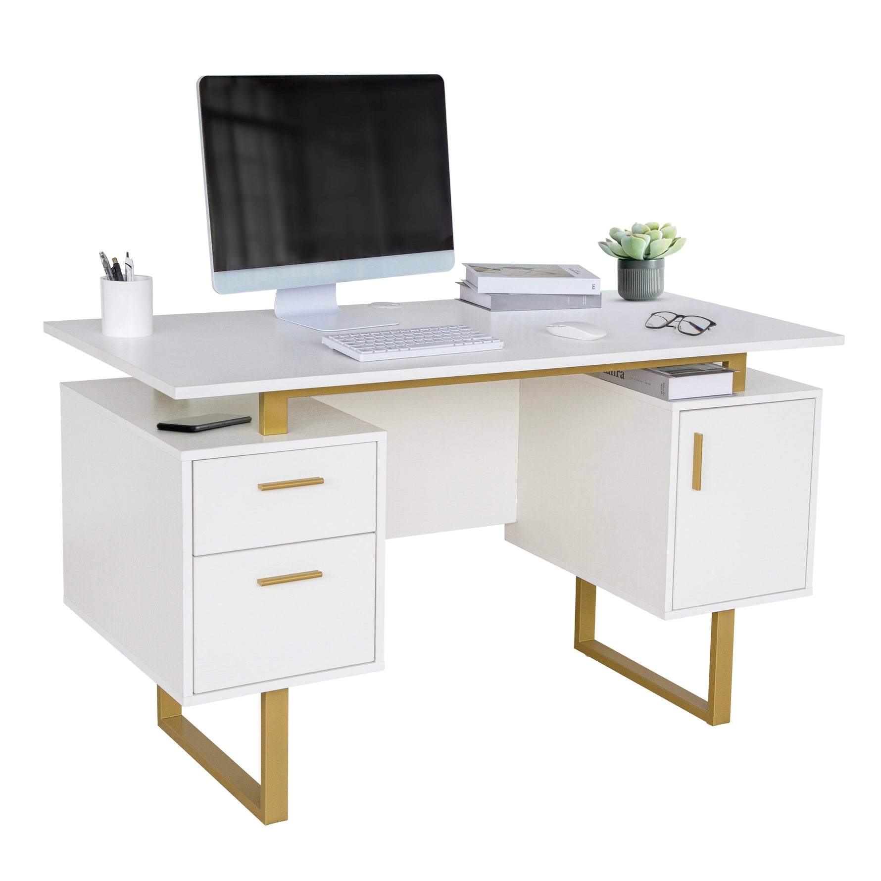 Modern Office Desk with Storage Workstation
