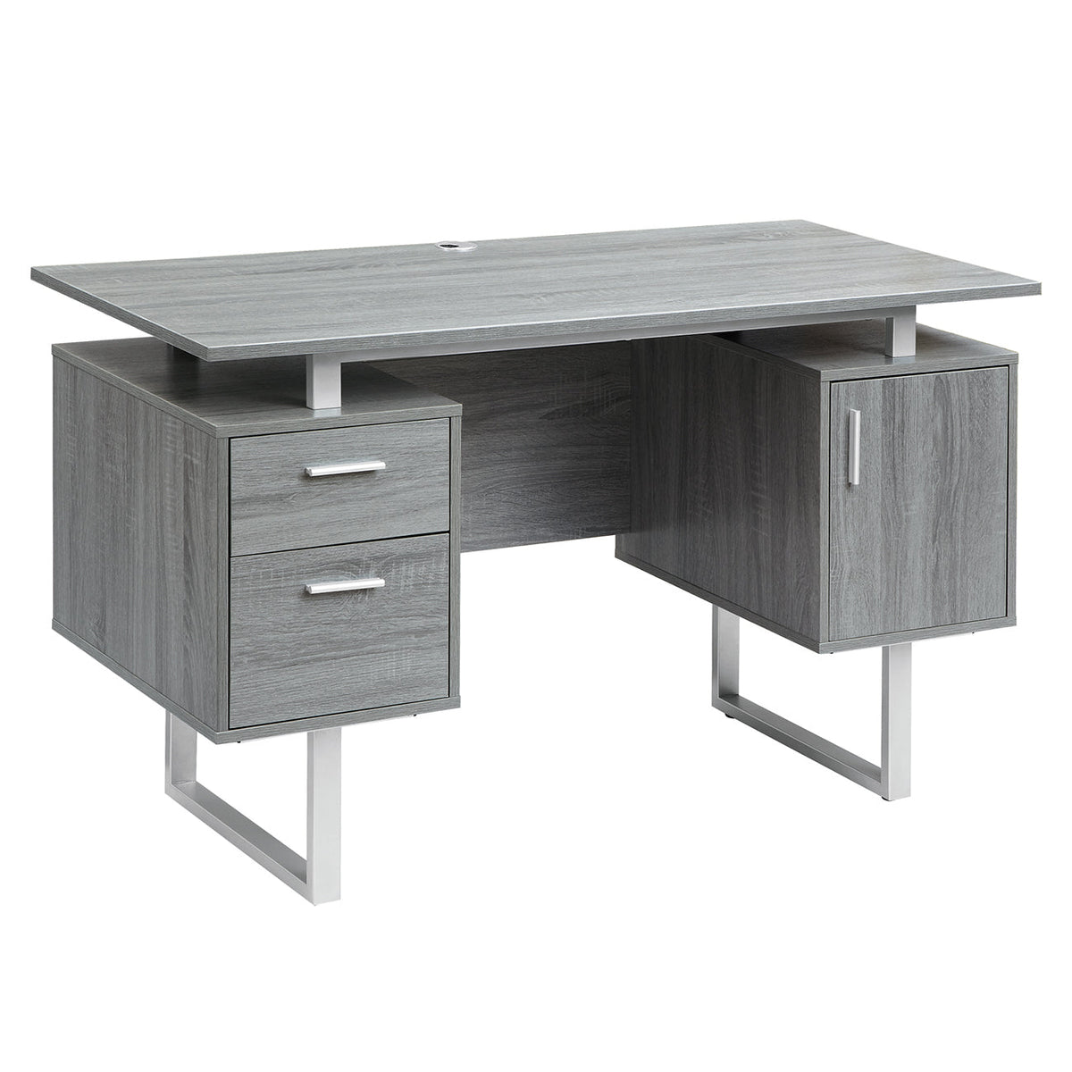 Modern Office Desk with Storage Grey Workstation