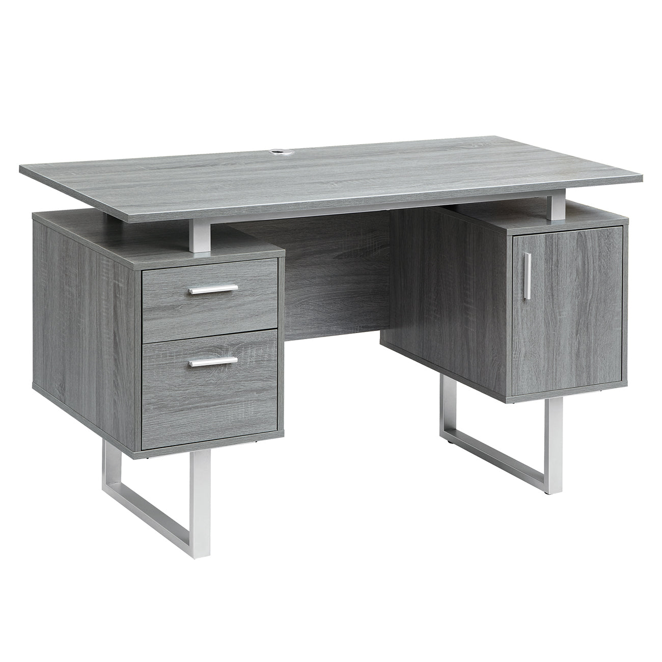 Modern Office Desk with Storage Grey Workstation