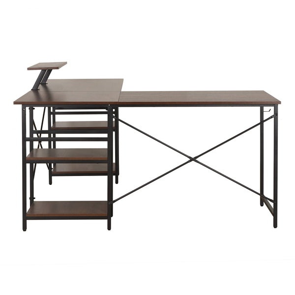 Techni Mobili | L-Shape Industrial Desk with storage shelves