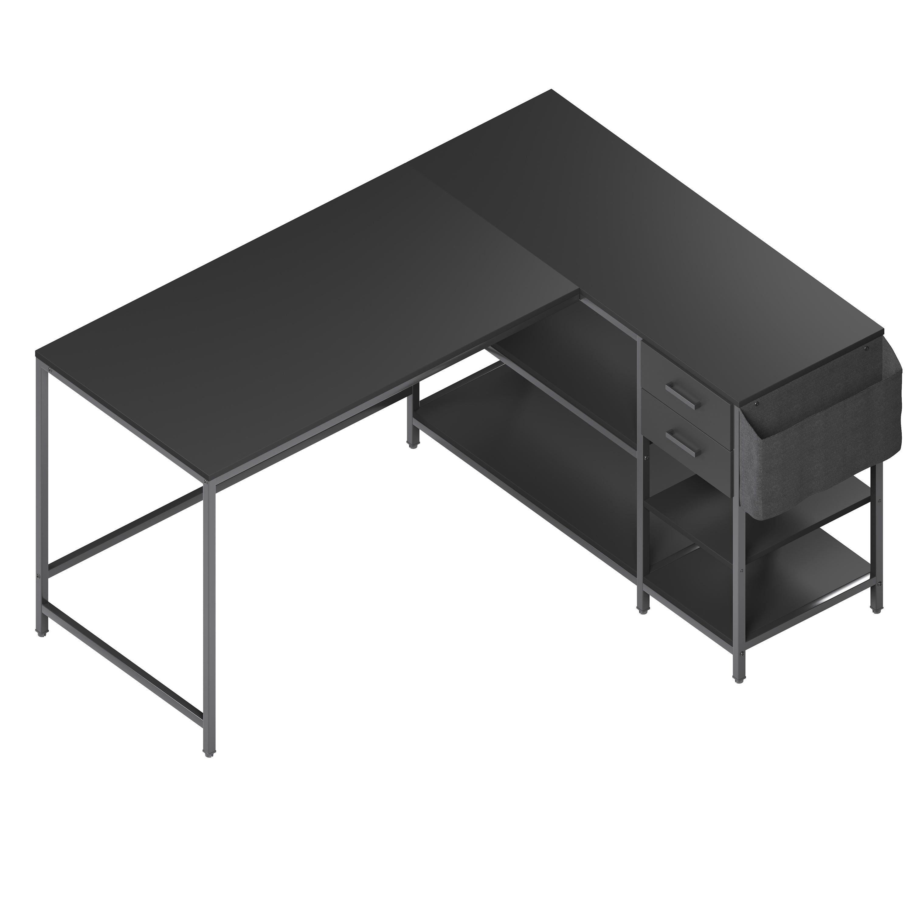 Techni Mobili | Modern L-Shaped Desk with 2 Drawers, Storage