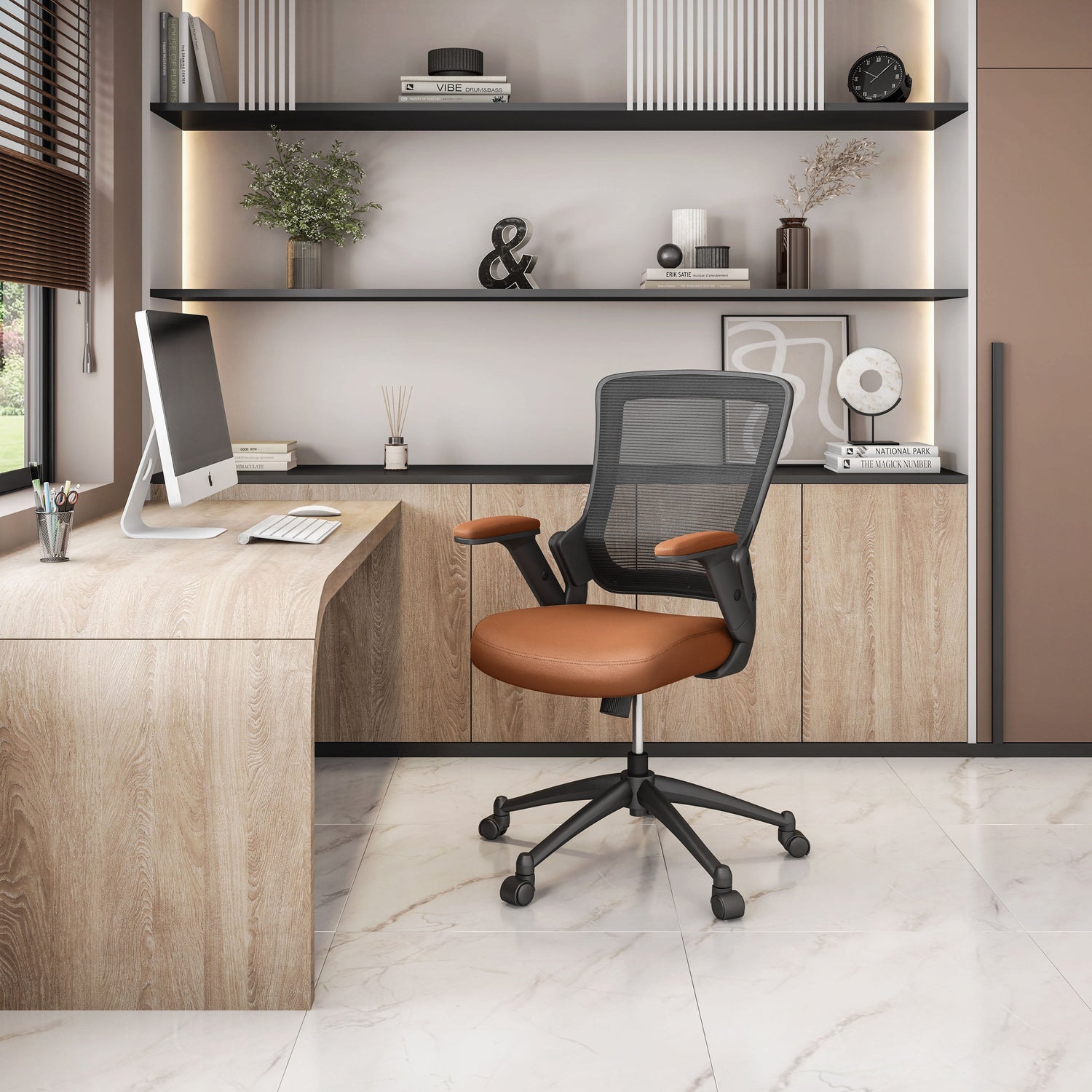 Mid-Back Mesh Office Chair with Height Adjustable Arms Office Chair