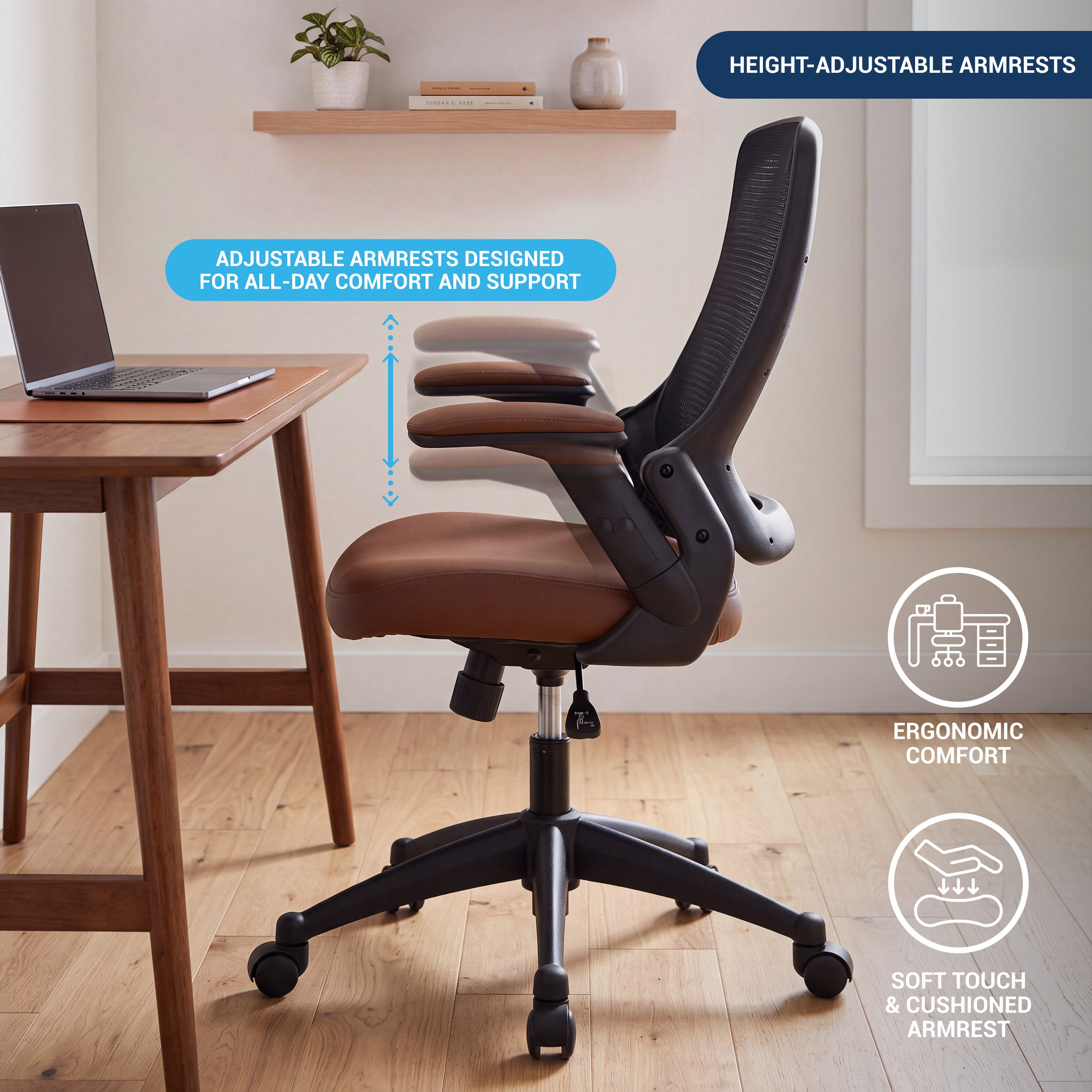 Mid-Back Mesh Office Chair with Height Adjustable Arms – Techni Mobili