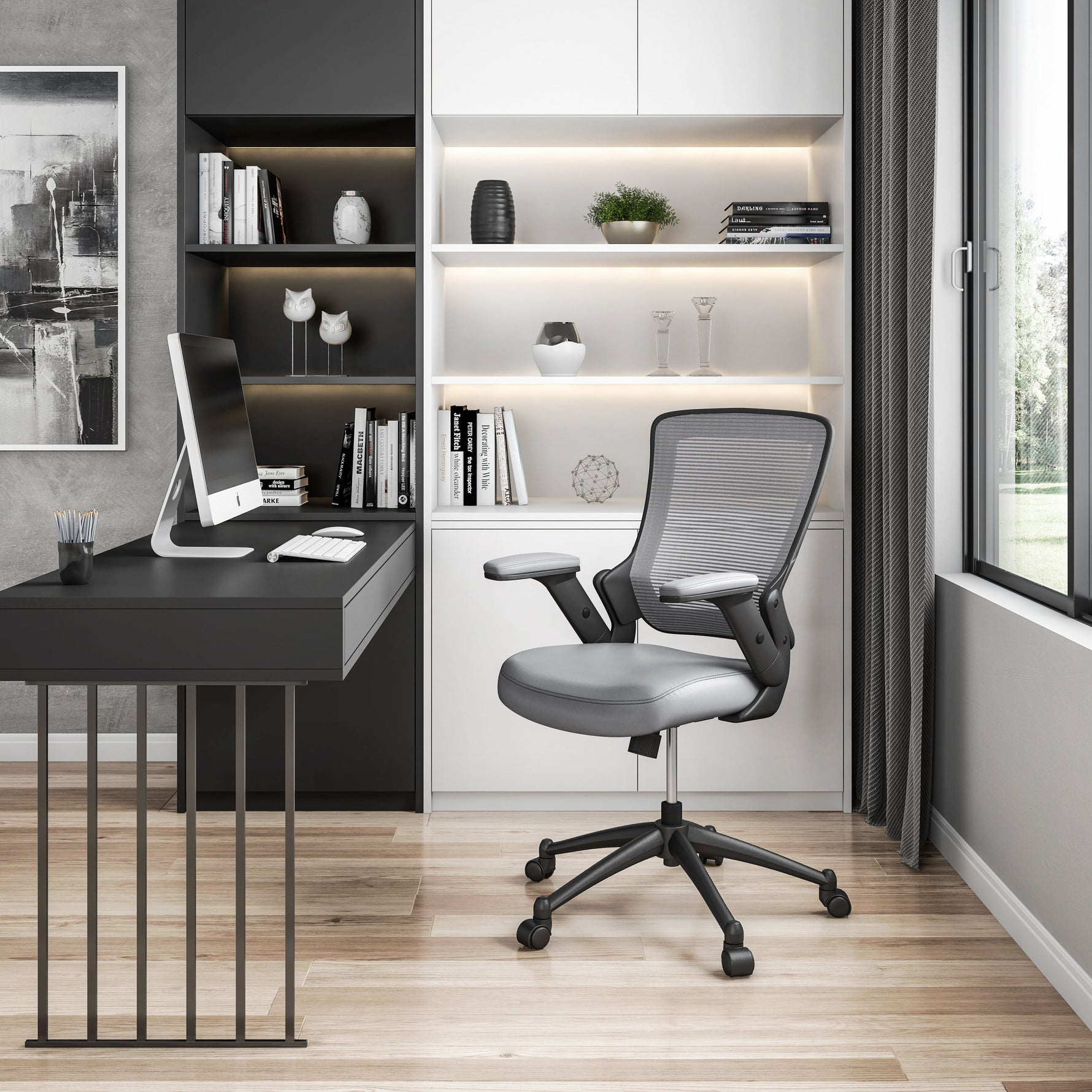 Mid-Back Mesh Office Chair with Height Adjustable Arms Office Chair