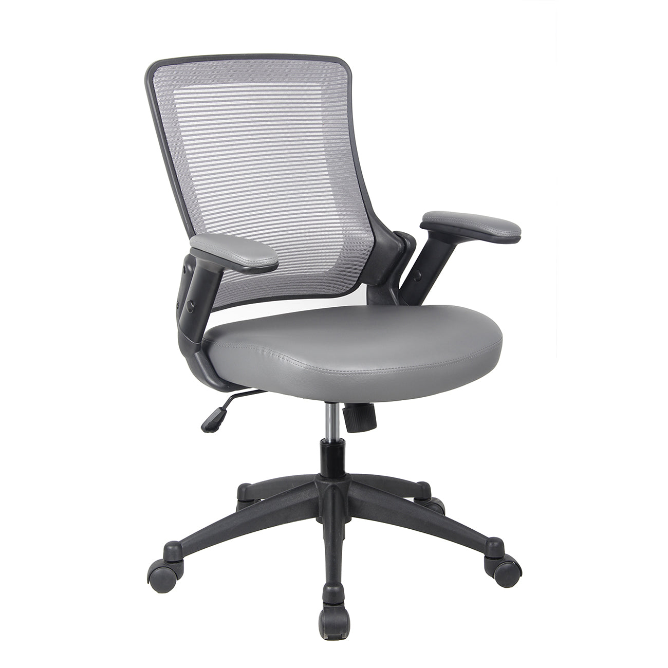 Mid-Back Mesh Office Chair with Height Adjustable Arms Grey Office Chair