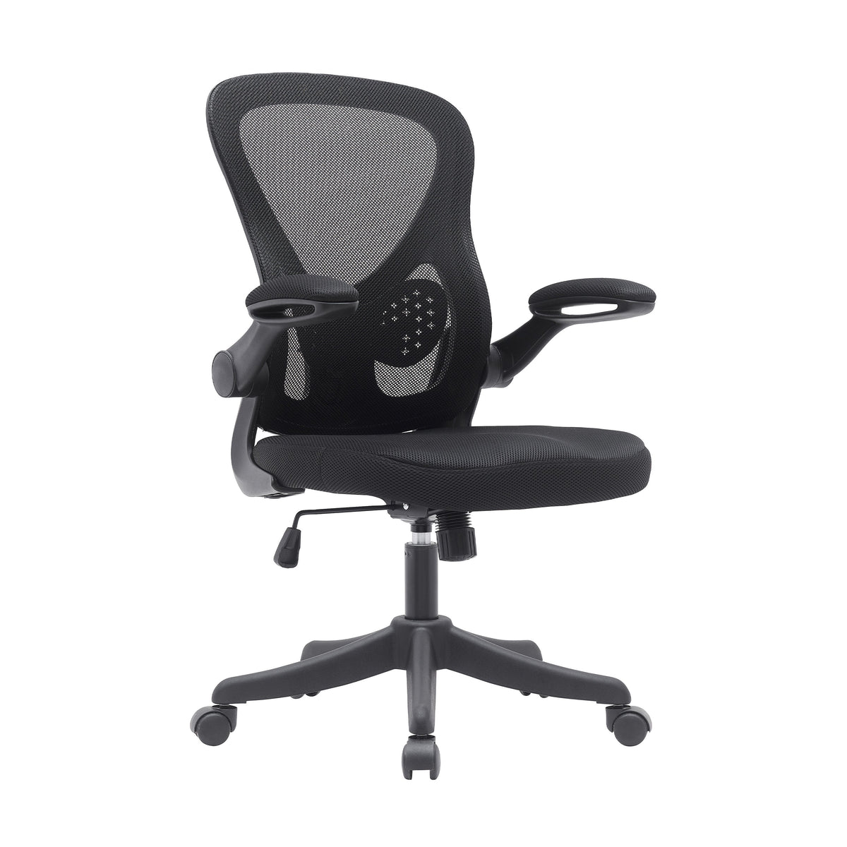 Black Mesh Office Chair with Lumbar Support and Flip-Up Arms Office Chair