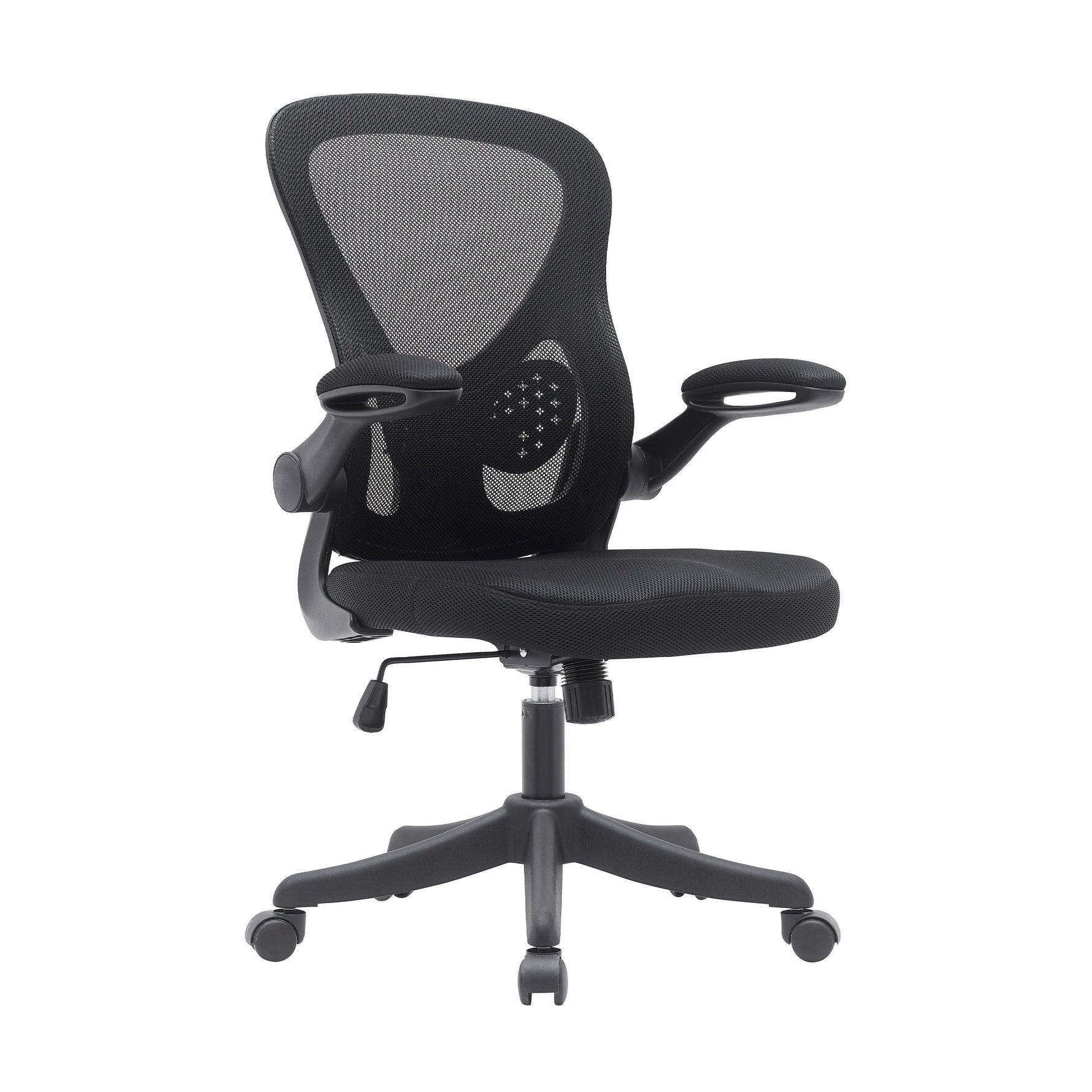 Black Mesh Office Chair with Lumbar Support and Flip-Up Arms Office Chair