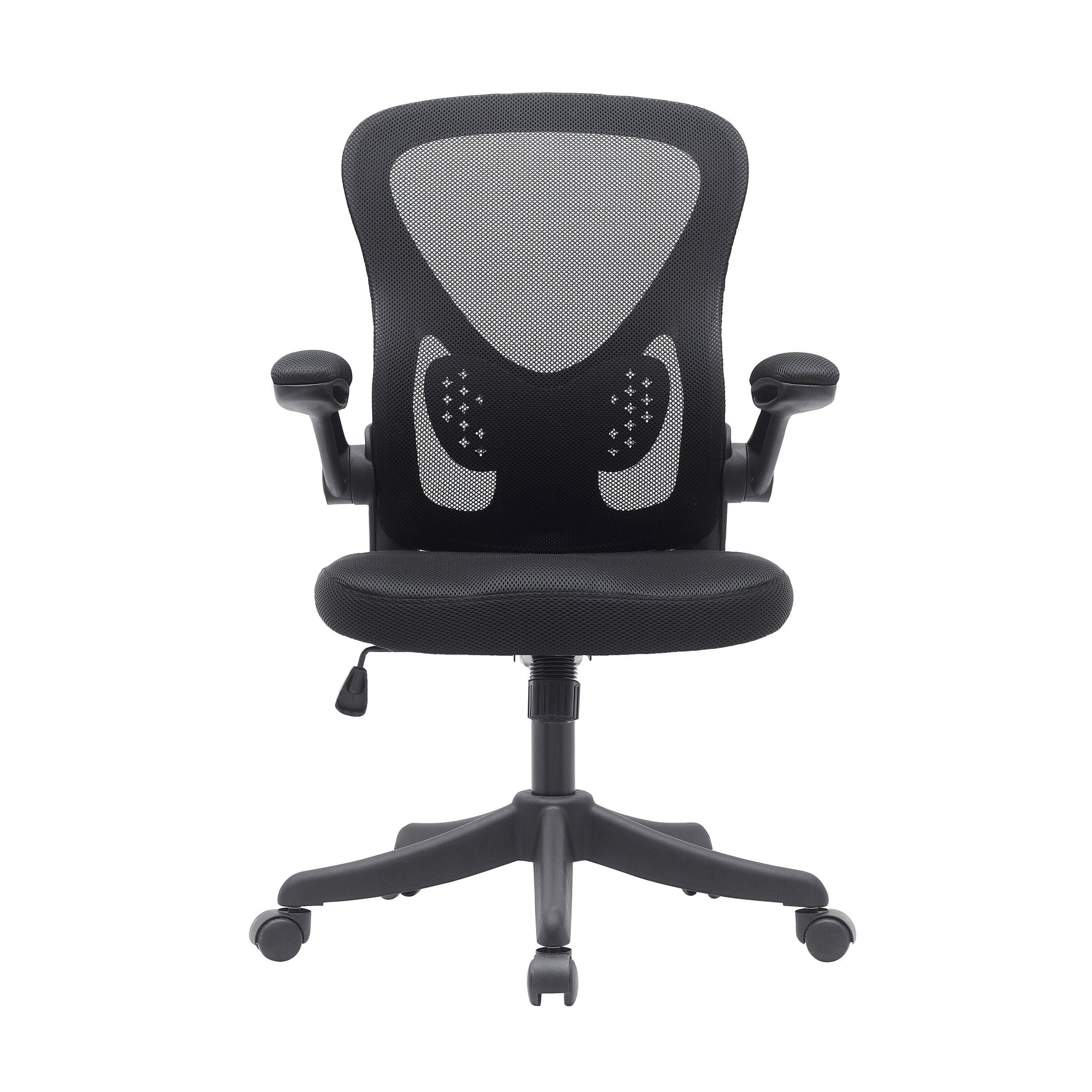 Black Mesh Office Chair with Lumbar Support and Flip-Up Arms Office Chair