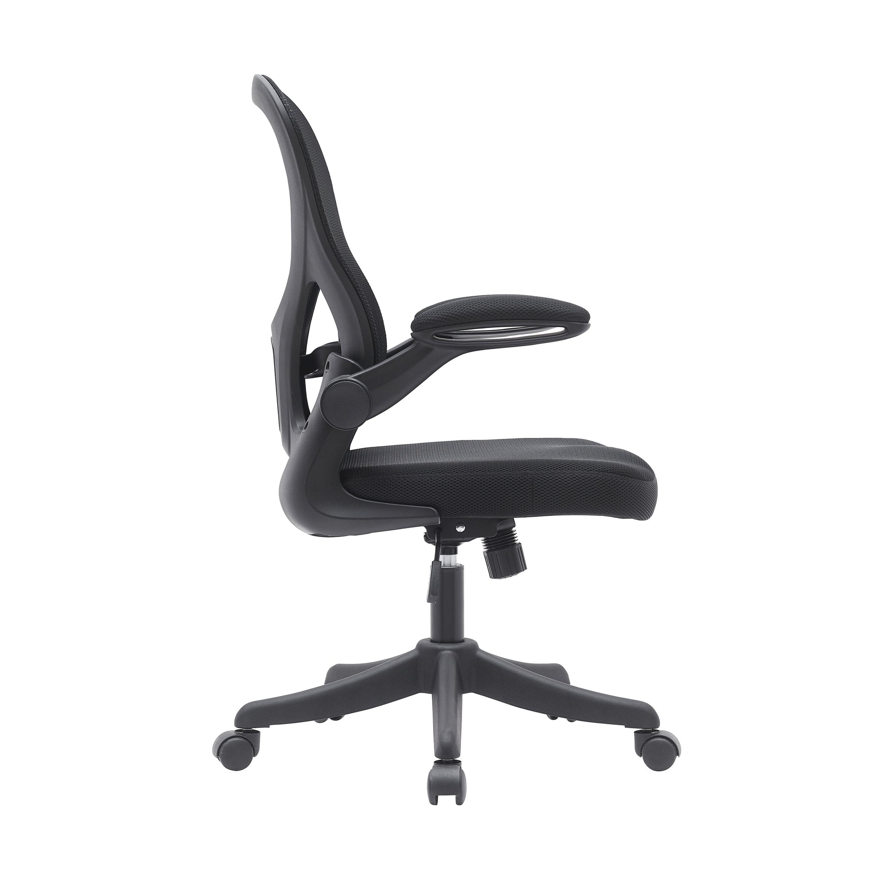 Black Mesh Office Chair with Lumbar Support and Flip-Up Arms Office Chair