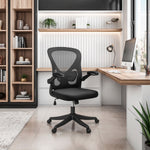 Black Mesh Office Chair with Lumbar Support and Flip-Up Arms Office Chair