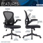 Black Mesh Office Chair with Lumbar Support and Flip-Up Arms Office Chair
