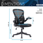 Black Mesh Office Chair with Lumbar Support and Flip-Up Arms Office Chair