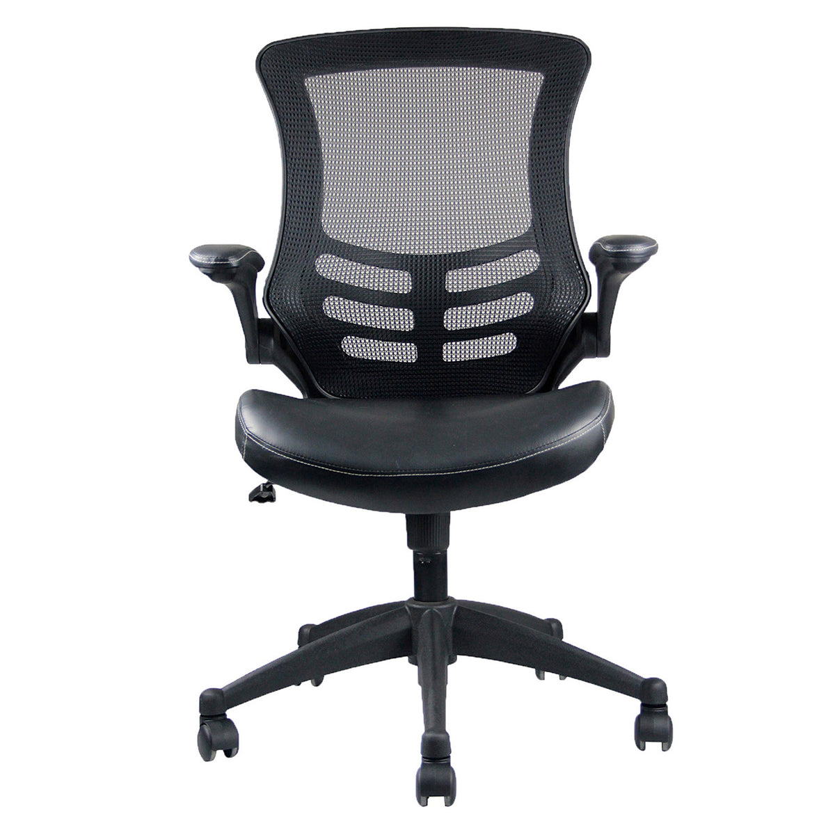 Stylish Mid-Back Mesh Office Chair With Adjustable Arms Black Office Chair