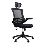 Modern High-Back Mesh Executive Office Chair With Headrest And Flip Up Arms Black Office Chair