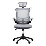 Modern High-Back Mesh Executive Office Chair With Headrest And Flip Up Arms Silver Grey Office Chair