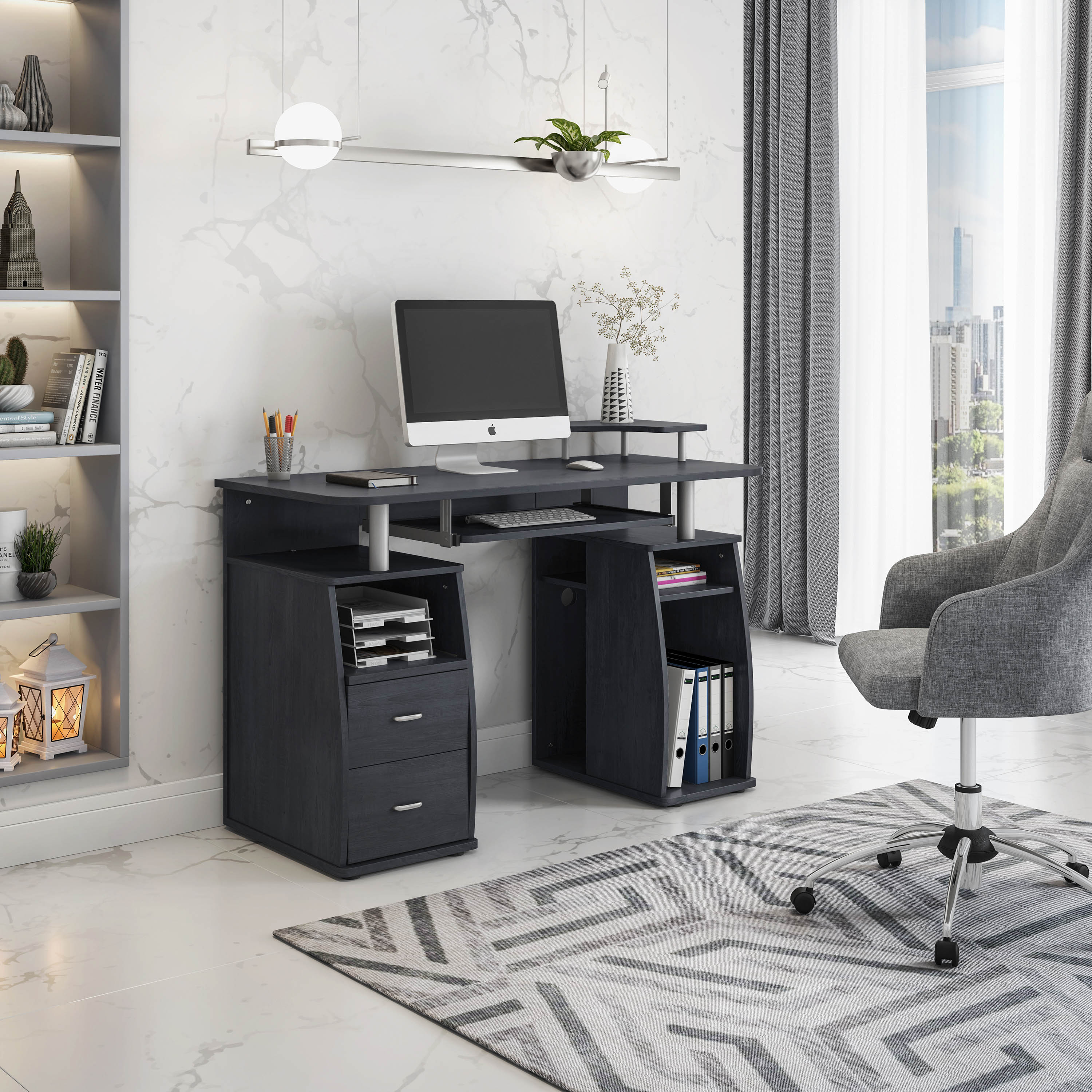 Techni Mobili | Complete Computer Workstation Desk With Storage