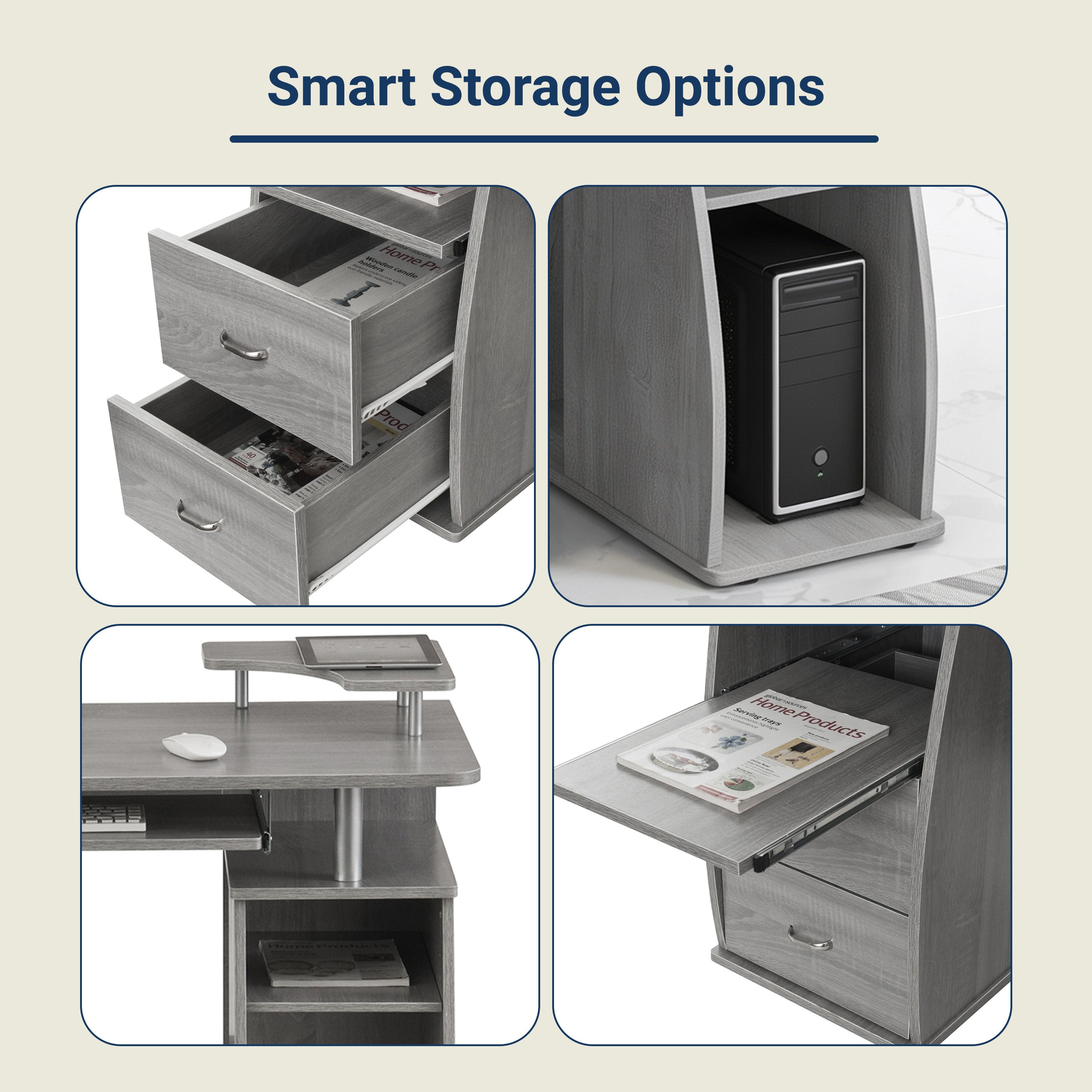 Techni Mobili | Complete Computer Workstation Desk With Storage