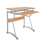 Compact Computer Desk With Side Shelf And Keyboard Panel Cherry Workstation