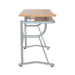 Compact Computer Desk With Side Shelf And Keyboard Panel Cherry Workstation