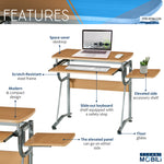 Compact Computer Desk With Side Shelf And Keyboard Panel Cherry Workstation