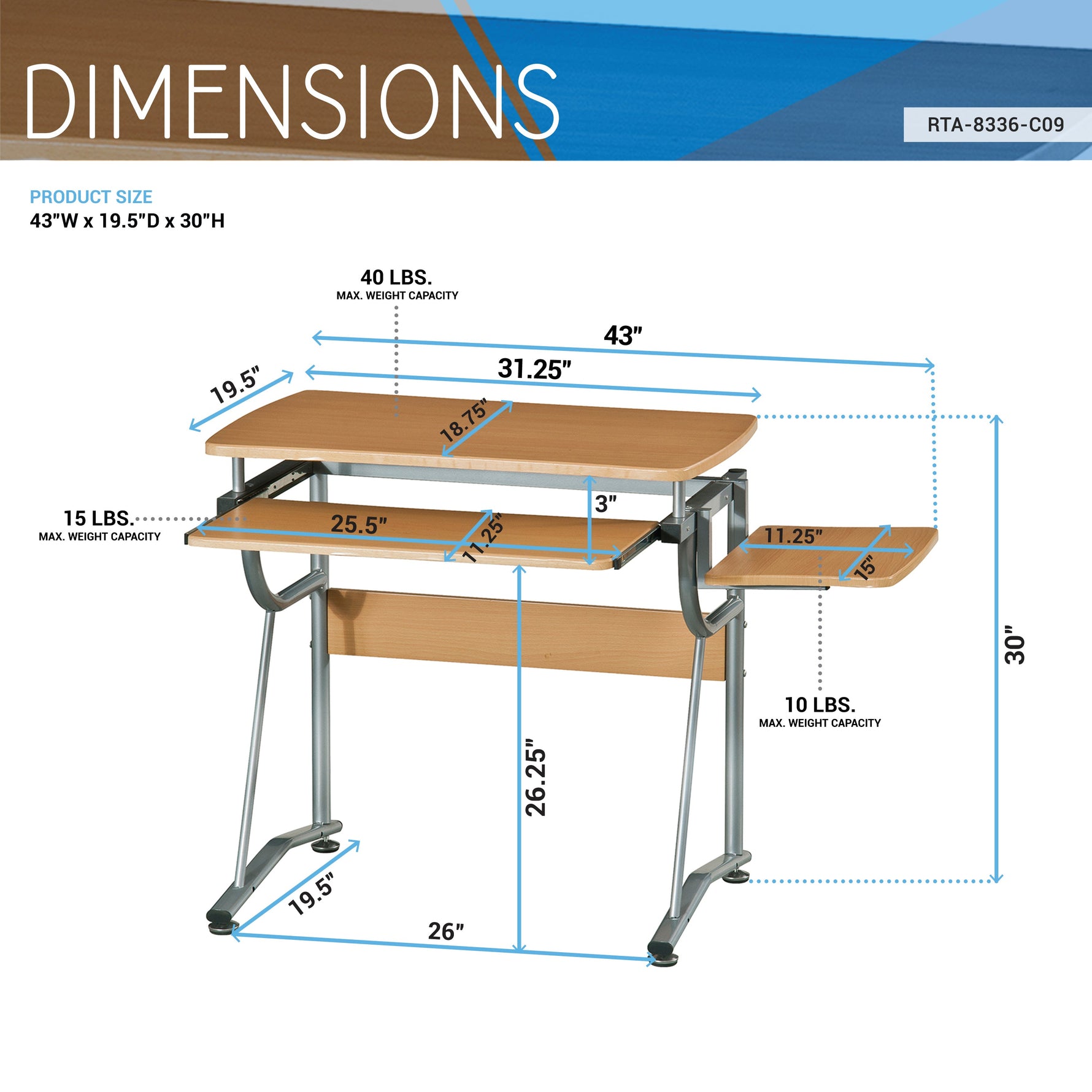 Compact Computer Desk With Side Shelf And Keyboard Panel Cherry Workstation