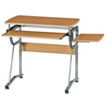 Compact Computer Desk With Side Shelf And Keyboard Panel Cherry Workstation