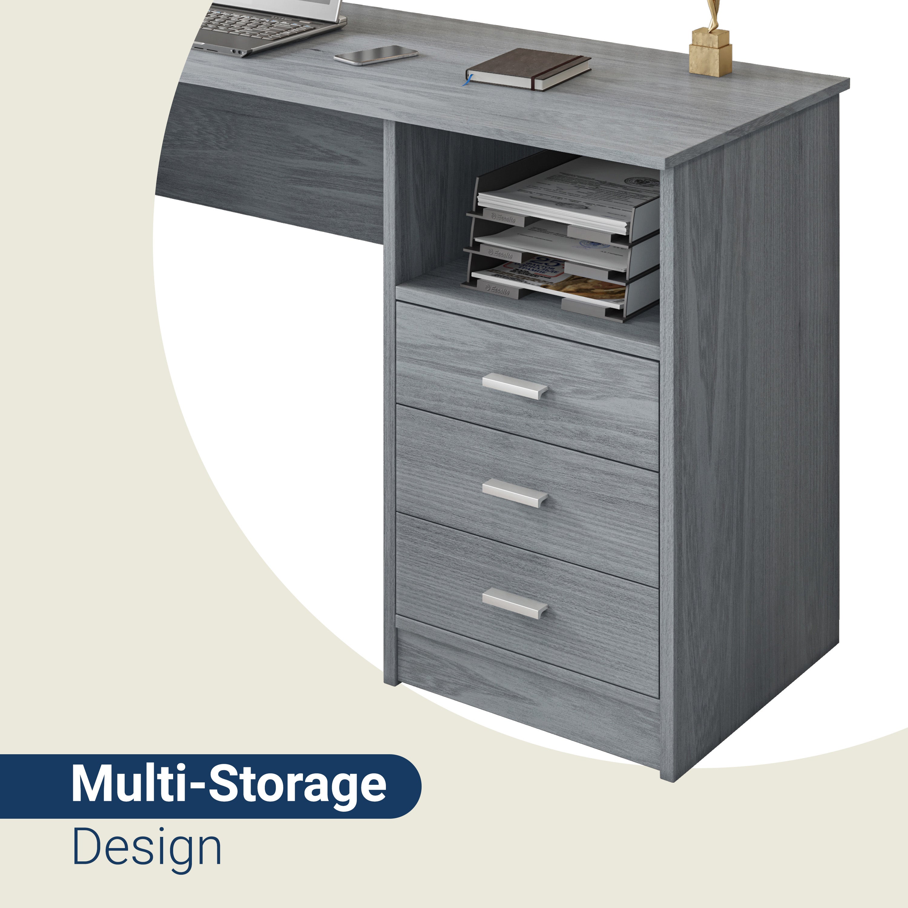 Techni Mobili | Classic Computer Desk with Multiple Drawers