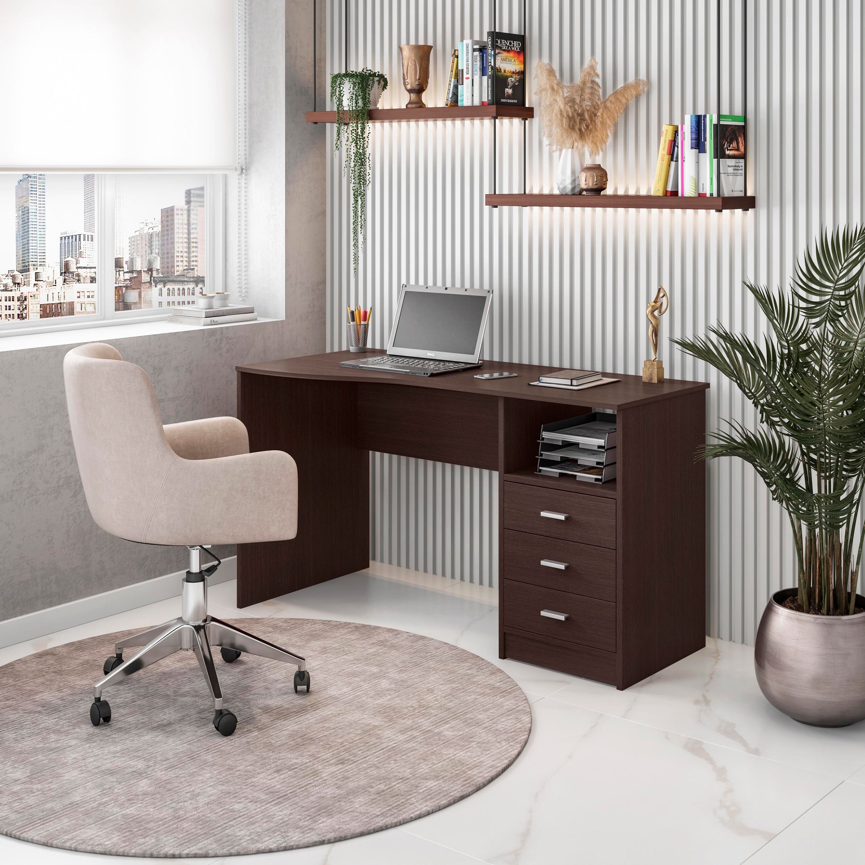 Classic Computer Desk with Multiple Drawers Writing Desk