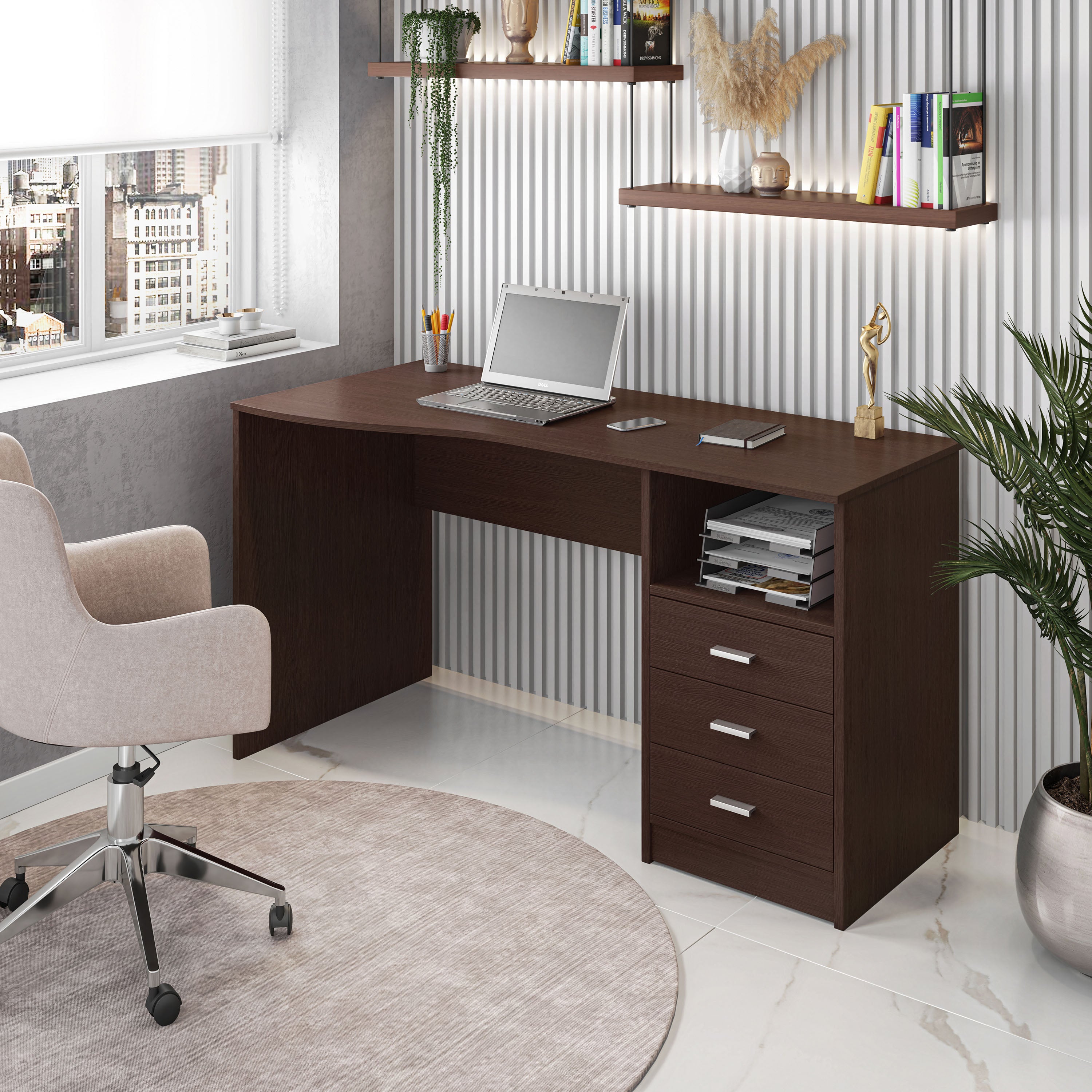 Techni Mobili | Classic Computer Desk with Multiple Drawers