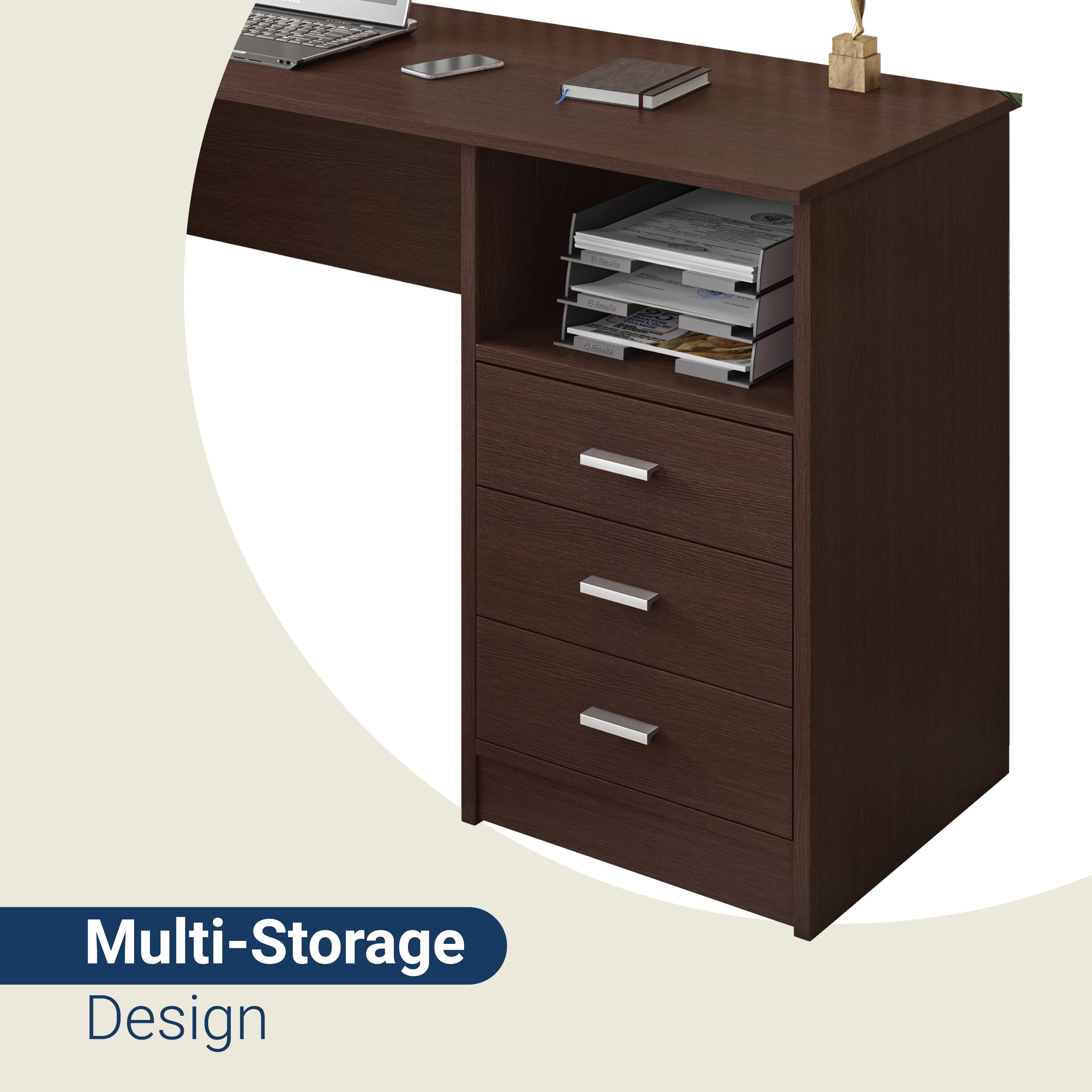 Techni Mobili | Classic Computer Desk with Multiple Drawers