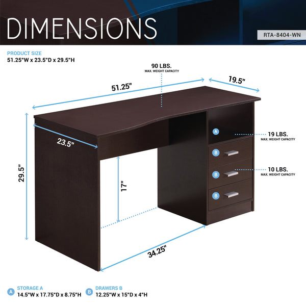 Classic Computer Desk with Multiple Drawers