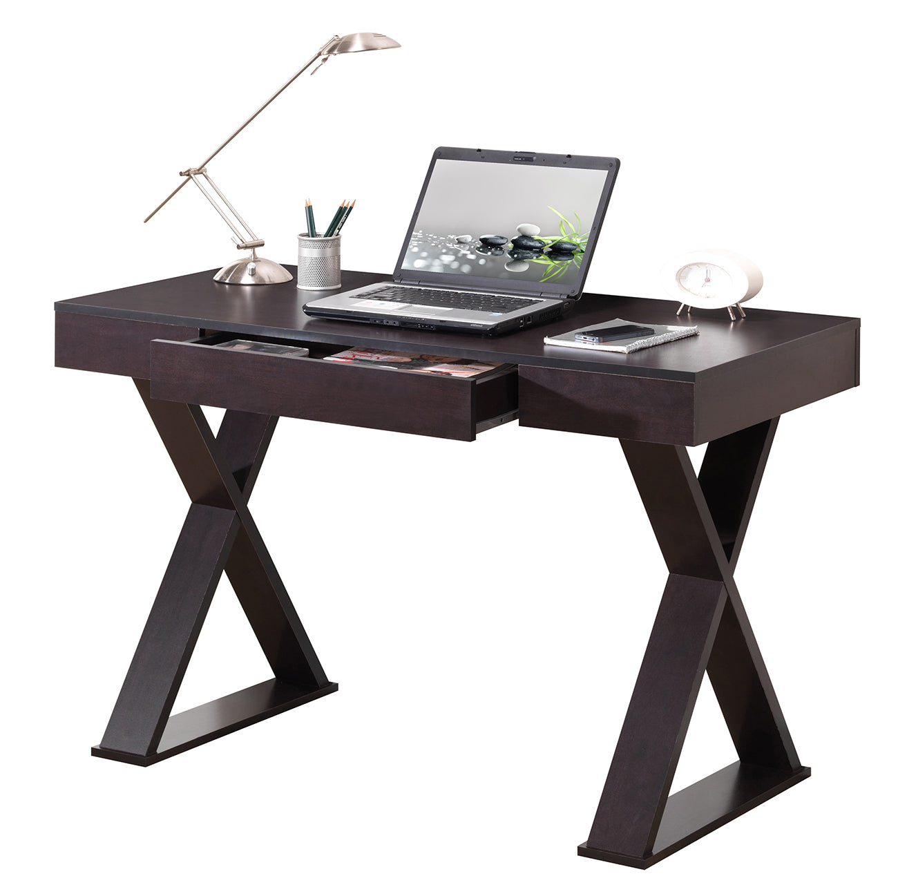 Trendy Writing Desk with Drawer Espresso Writing Desk