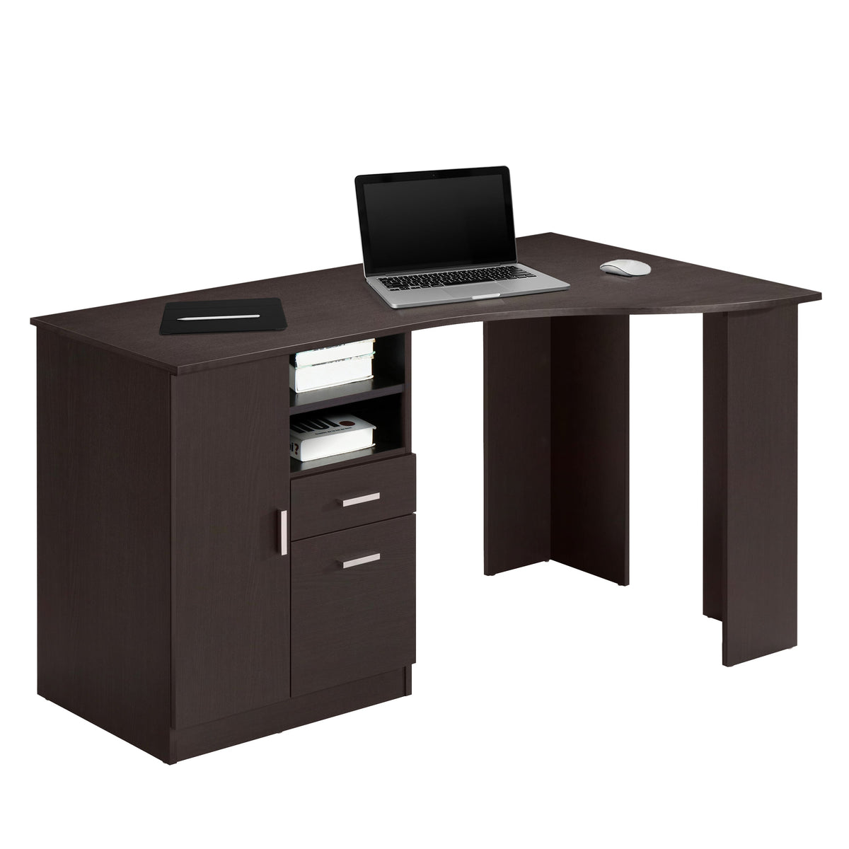 Classic Office Desk with Storage Espresso Writing Desk