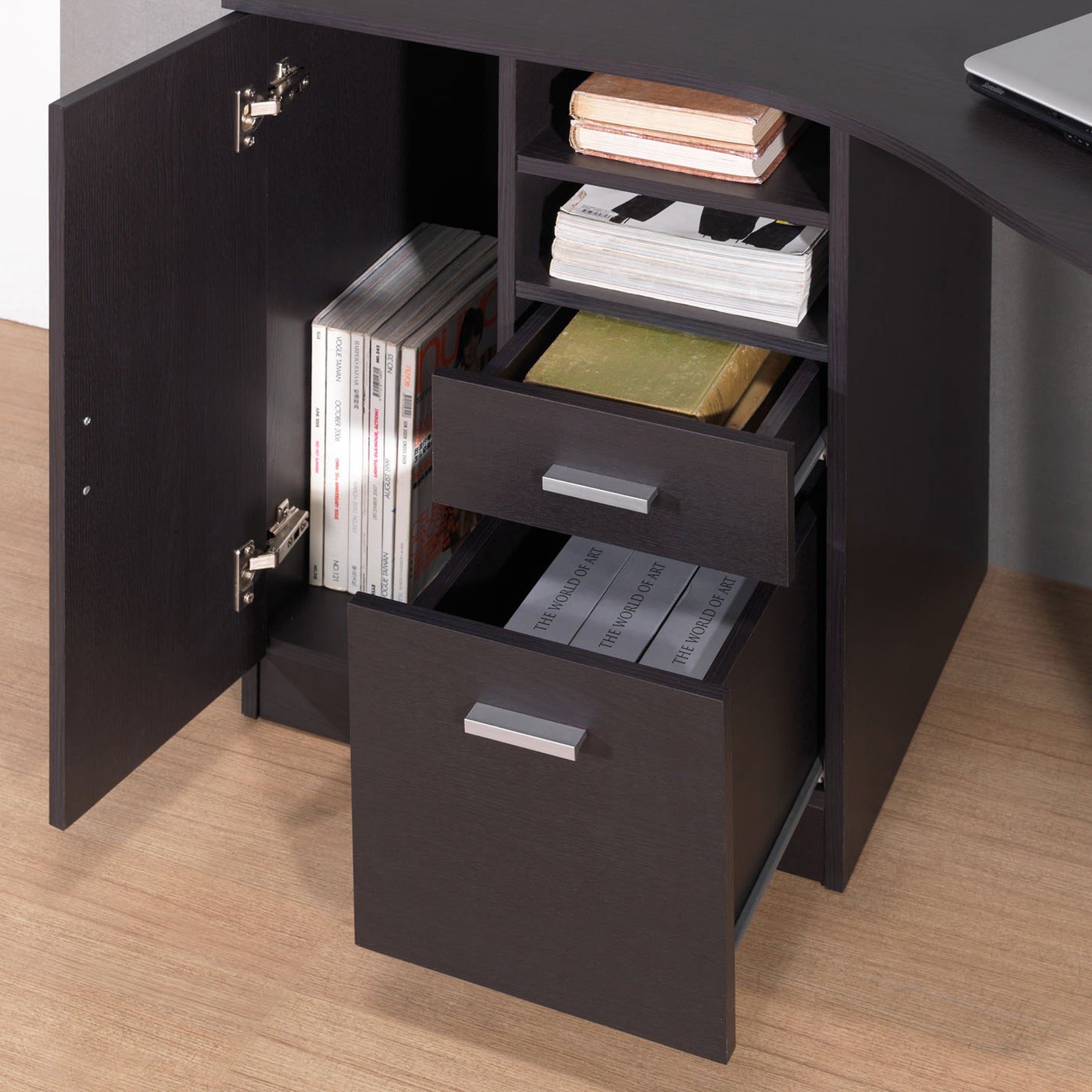 Classic Office Desk with Storage Espresso Writing Desk