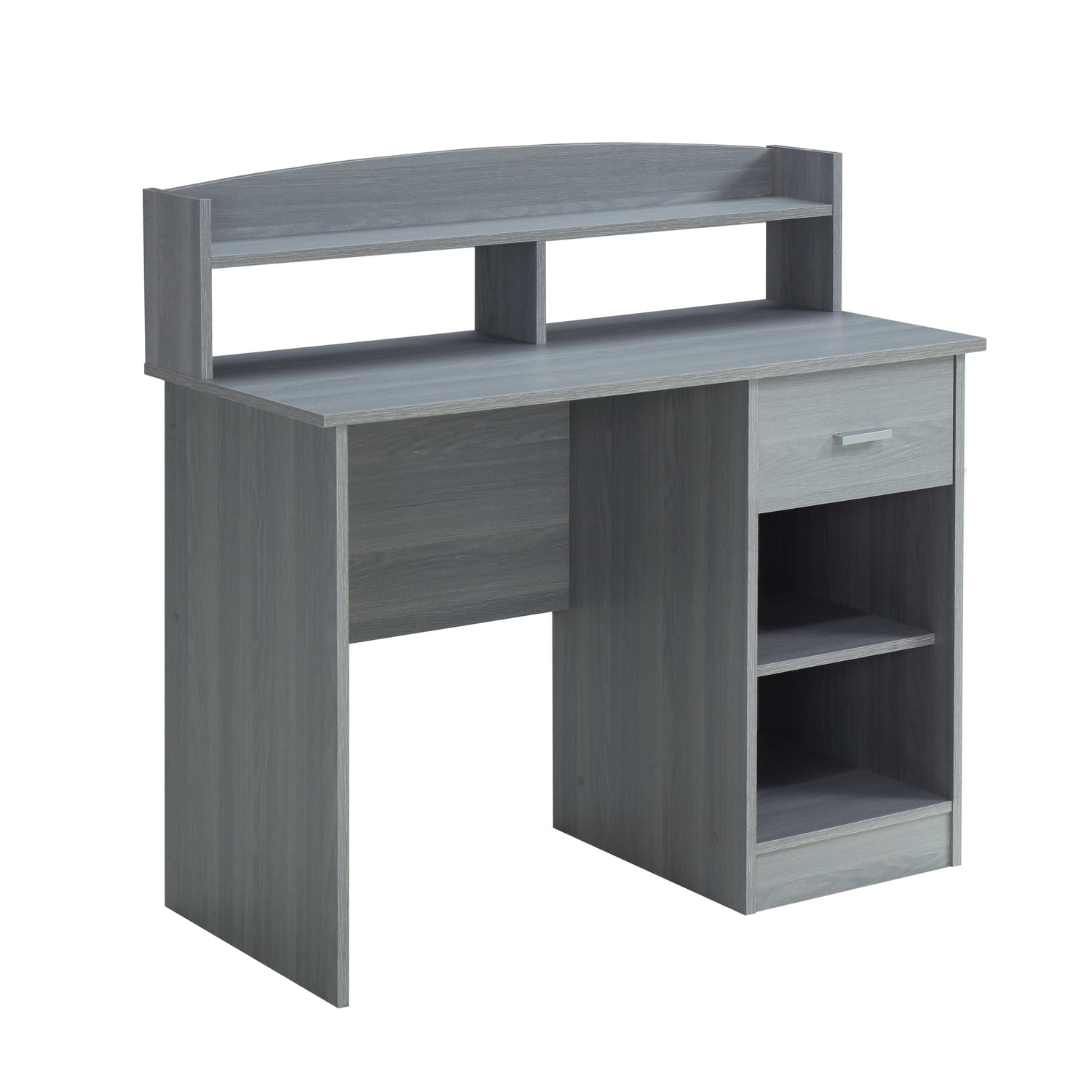 Modern Office Desk with Hutch Grey Workstation