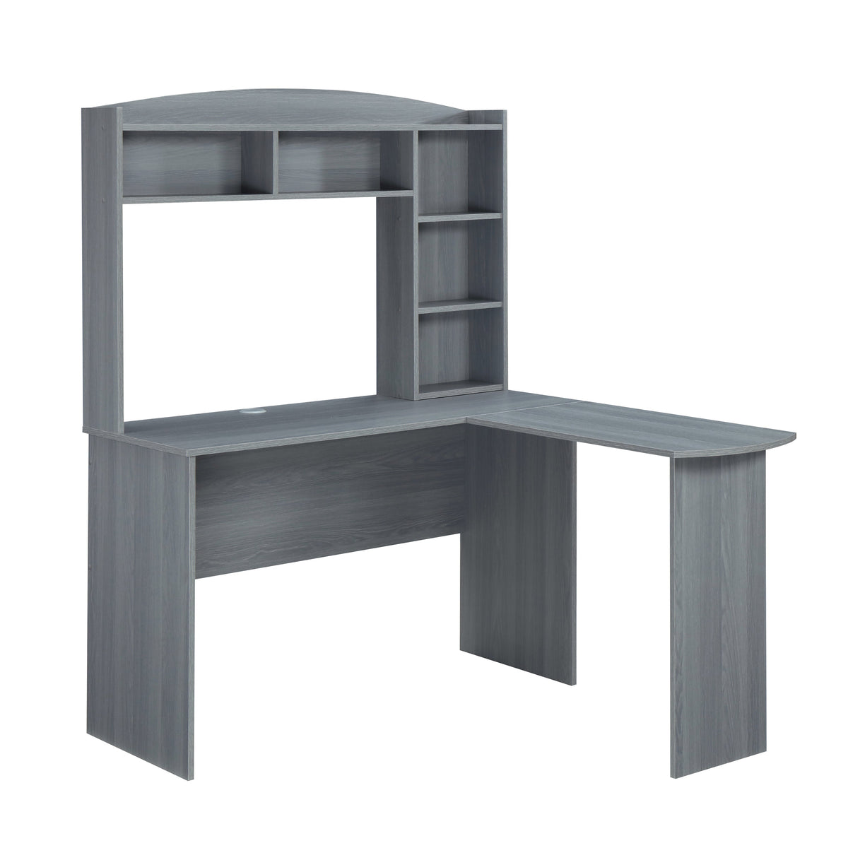 Modern L-Shaped Desk with Hutch Grey L-Shaped Desk