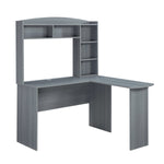 Modern L-Shaped Desk with Hutch Grey L-Shaped Desk