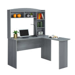 Modern L-Shaped Desk with Hutch Grey L-Shaped Desk