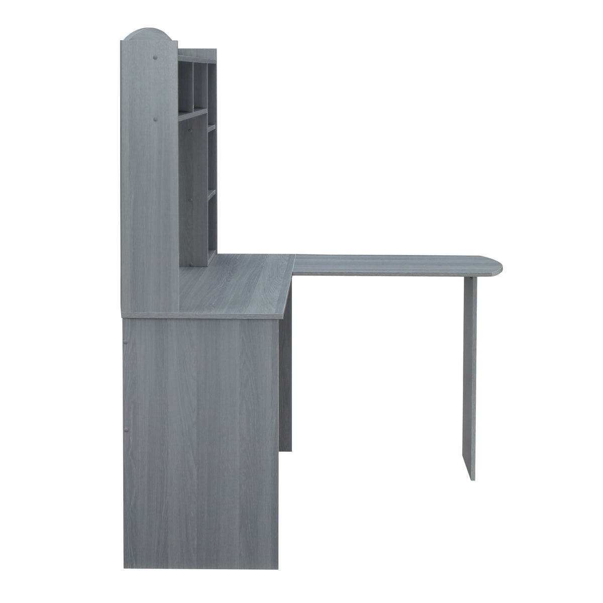 Modern L-Shaped Desk with Hutch Grey L-Shaped Desk