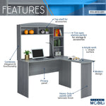 Modern L-Shaped Desk with Hutch Grey L-Shaped Desk