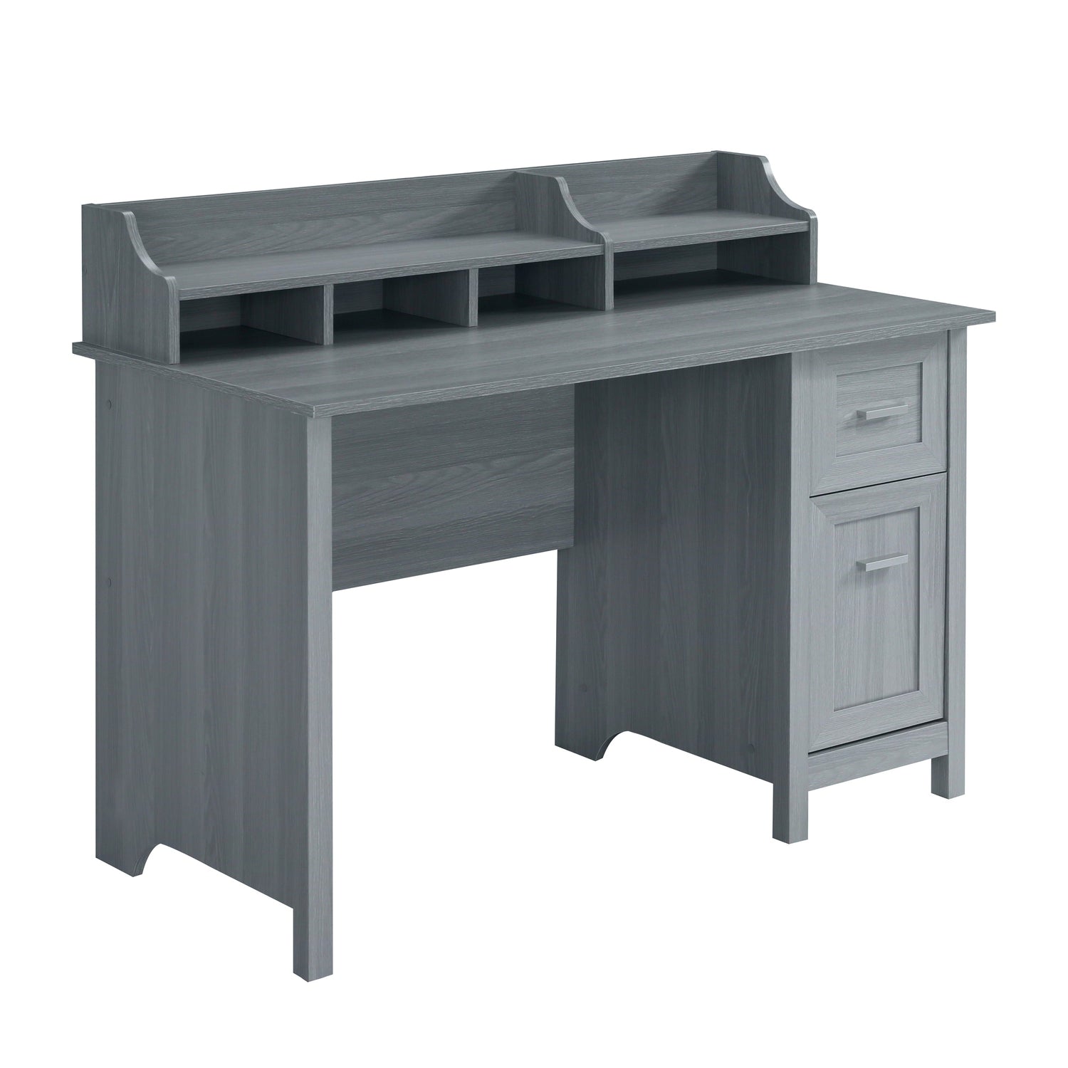 Classic Office Desk with Storage Grey Workstation