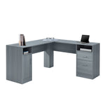 Functional L-Shape Desk with Storage Grey L-Shaped Desk
