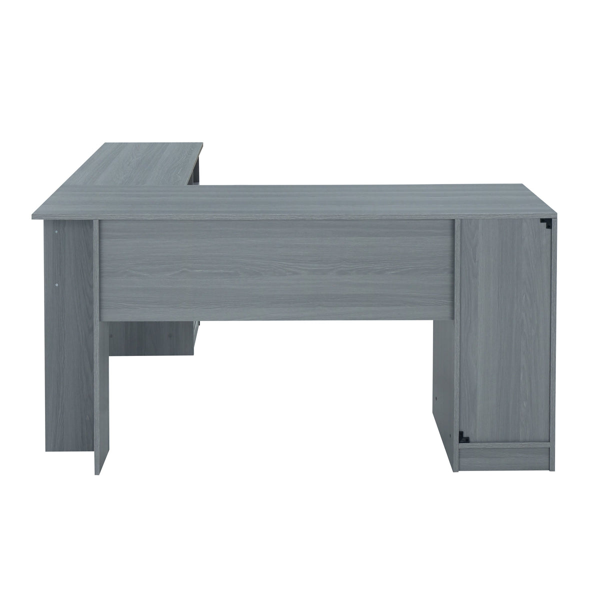 Functional L-Shape Desk with Storage Grey L-Shaped Desk