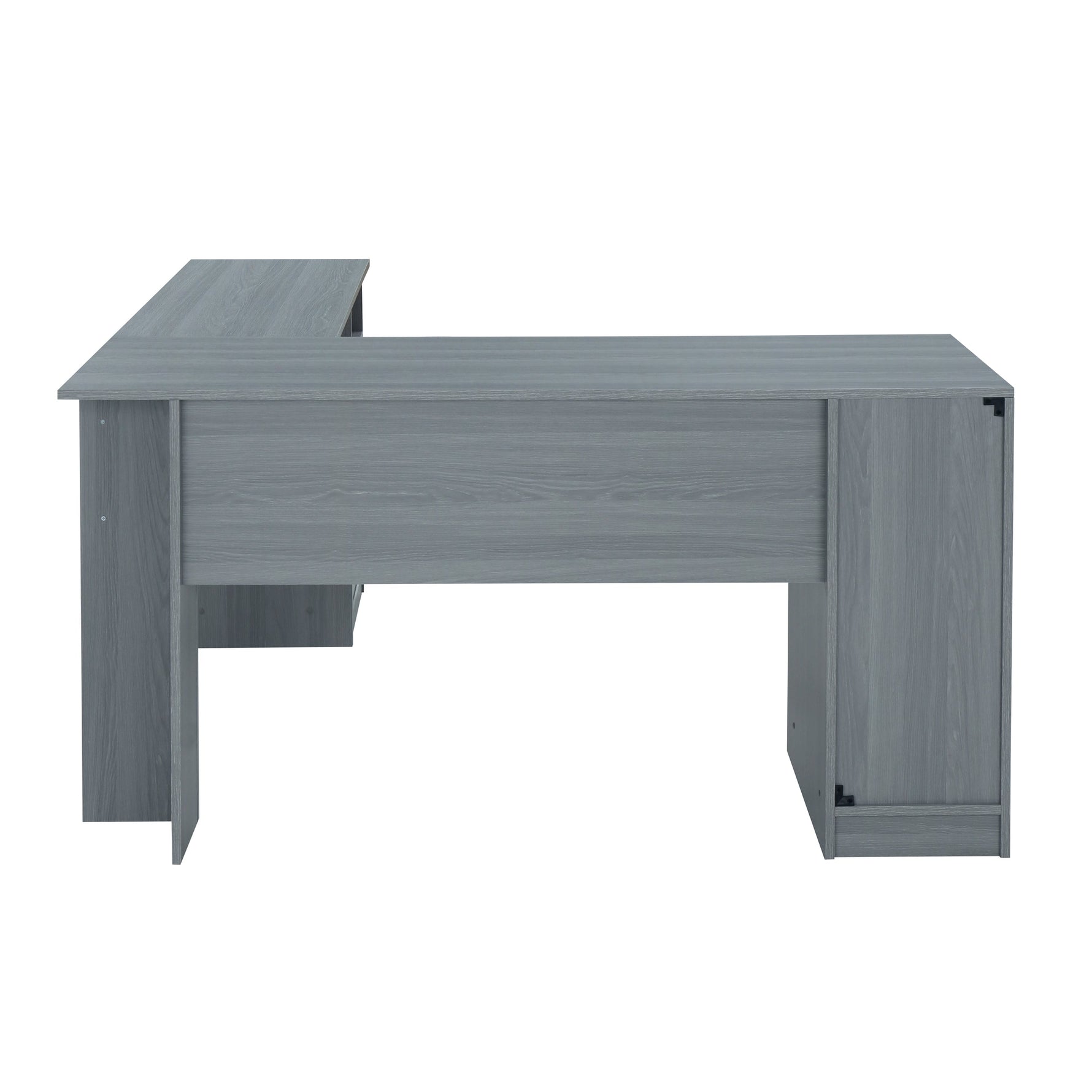 Functional L-Shape Desk with Storage Grey L-Shaped Desk