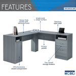 Functional L-Shape Desk with Storage Grey L-Shaped Desk