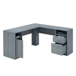 Functional L-Shape Desk with Storage Grey L-Shaped Desk
