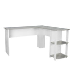 Modern L-Shaped Desk with Side Shelves Grey L-Shaped Desk