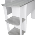 Modern L-Shaped Desk with Side Shelves Grey L-Shaped Desk